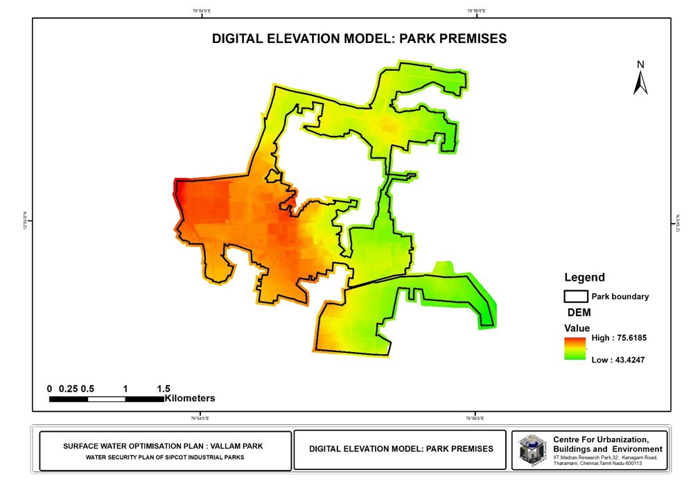 Digital elevation model of Vallam Vadagal Industrial Park